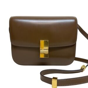 Tiffany & Fred Box Bag Brown Leather Gold Hardware Shoulder Crossbody Bag